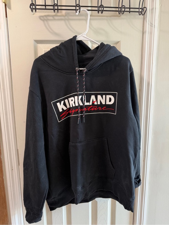 Kirkland Signature Other - Kirkland Signature Black Crewneck Hoodie with Red & White Logo